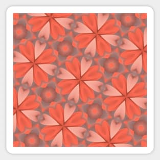 Red and grey floral pattern design Sticker